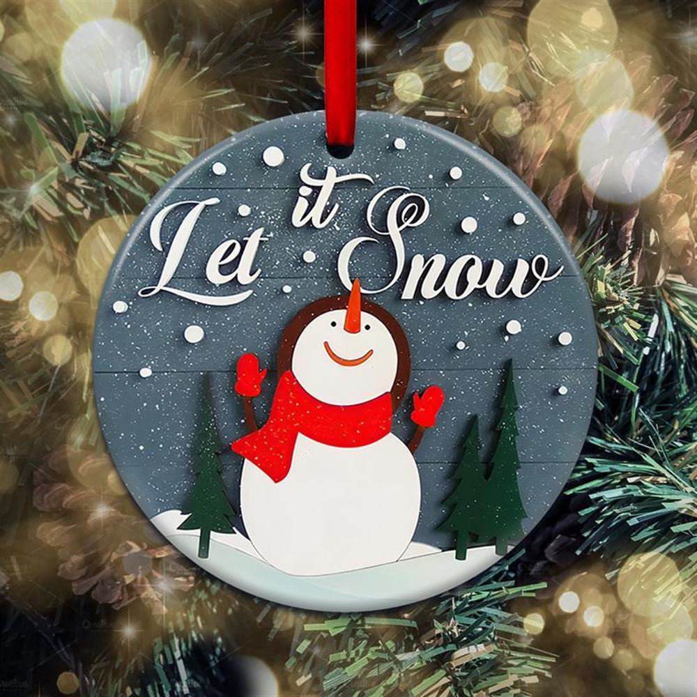 Christmas Ornament Let It Snow Circle Ornament 2 Sided