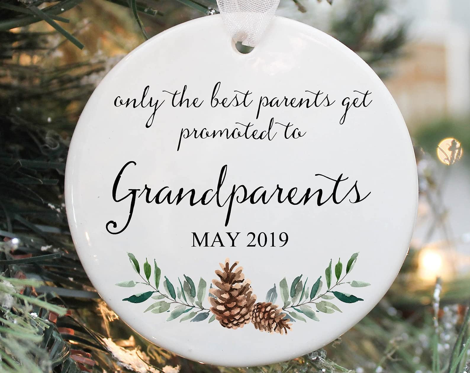 Customized Only The Best Parents Get Promoted To Grandparents Pregnancy Ornament Gifts For Family Parents From Children Son Daughter On Christmas Wedding Occasion