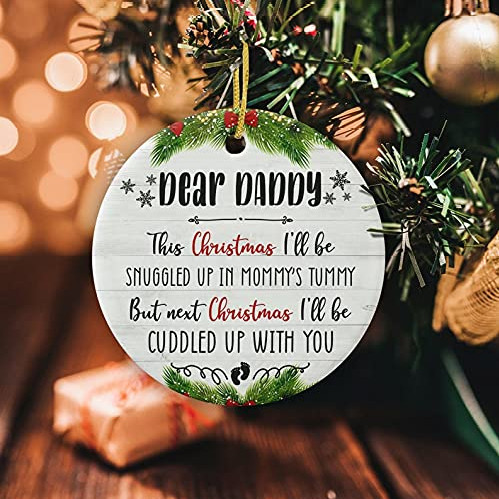 Dear Daddy Ornament Pregnancy Announcement Christmas Ornament For Dad New Baby Ornament Pregnancy Reveal Xmas Gifts For Dad