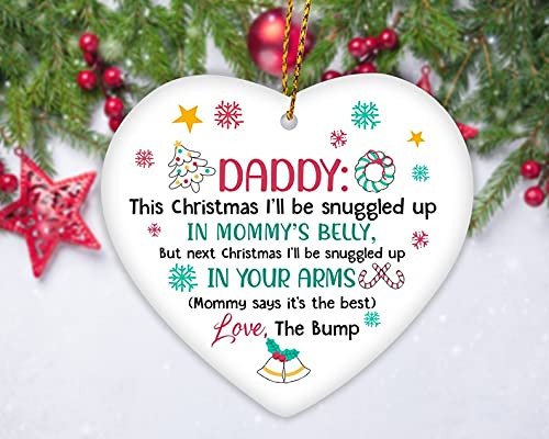 Dear Daddy This Christmas Ill Be Snuggled Up In Mommys Tummy Ornament Xmas Gift For Dad To Be Pregnant Woman Hanging Decoration Christmas Tree Merry Christmas Ornament