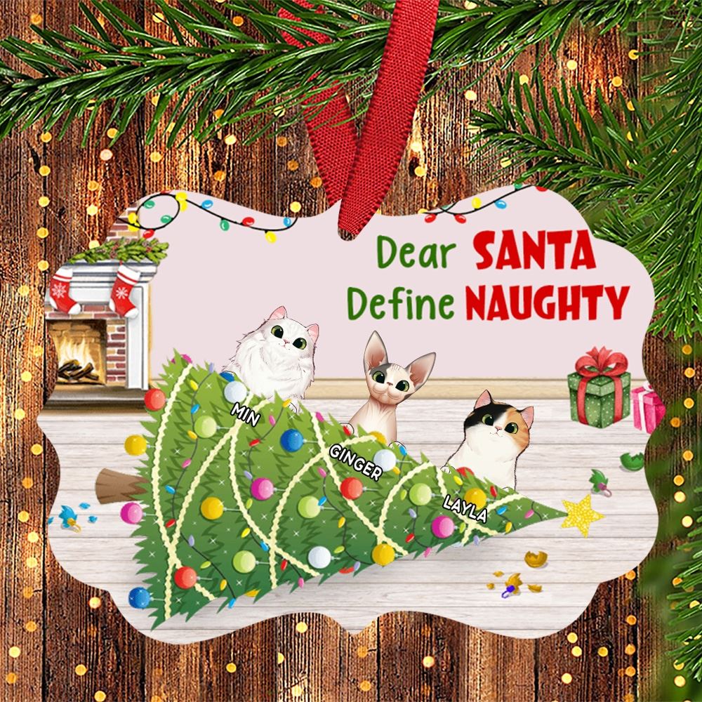 Dear Santa Define Naughty Personalized Medallion Ornament Christmas Gift For Cat Lover