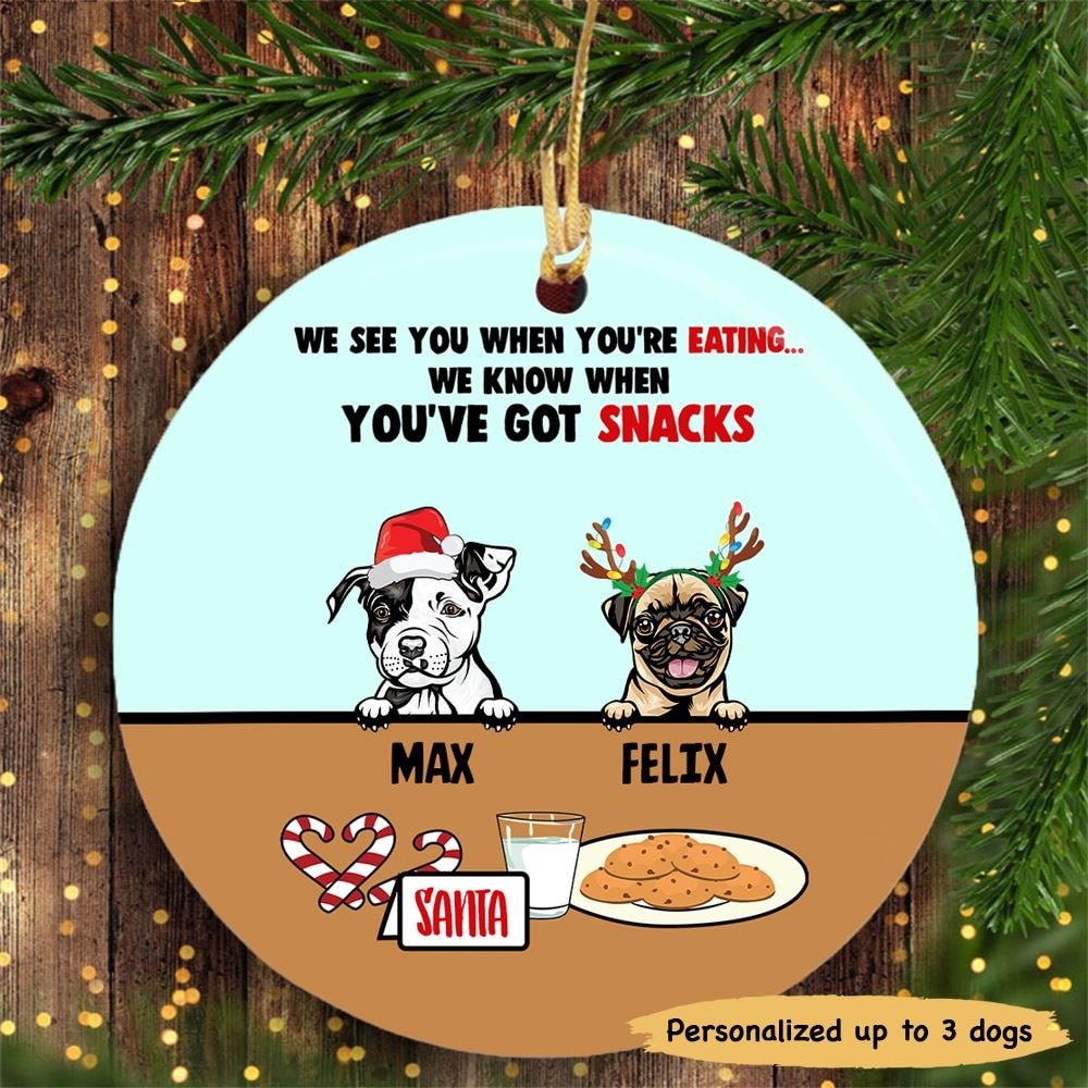 Dog Christmas See You Eating Snacks Personalized Dog Decorative Christmas Ornament