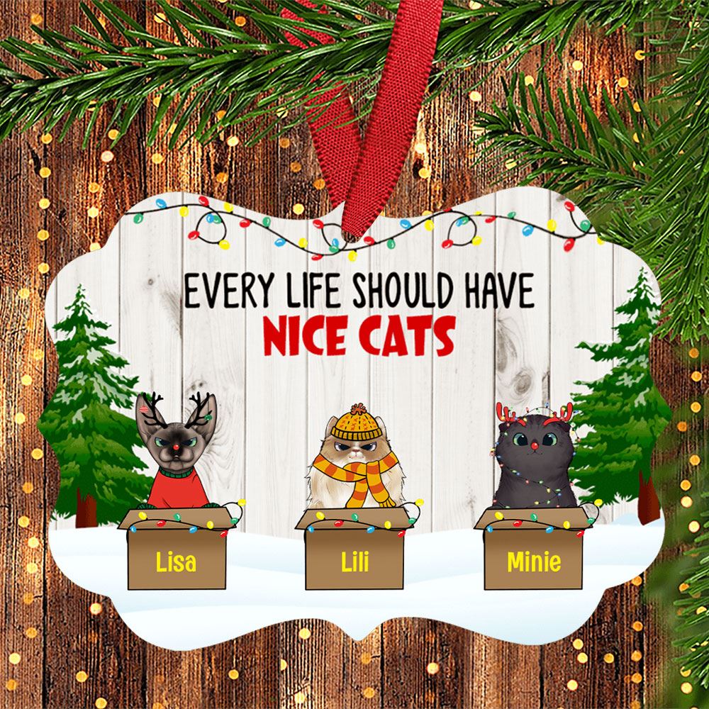 Every Life Should Have Nice Cat Personalized Medallion Ornament Christmas Gift For Cat Lover