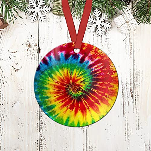 Hippie Tie Dye Lover Ornament Christmas Ornament Hanging Car Window Dress Up Christmas Keepsakes Gifts For Christmas Thanksgiving Birthday Christmas Tree Decoration To Hippie Lover