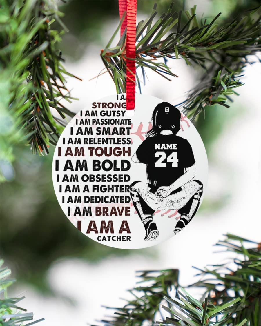 I Am A Catcher Baseball Player Ornament Keepsakes Hanging Car Window Dress Up Thanksgiving Birthday Christmas Tree Ornament Faith Gifts For Christmas To Baseball Lover Baseball Player