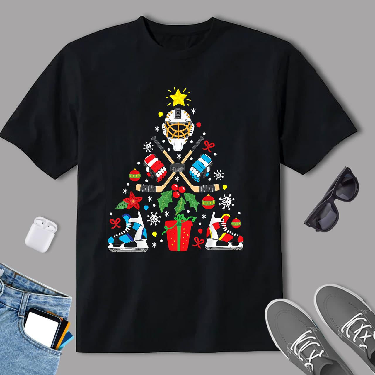 Ice Hockey Christmas Ornament Tree Funny Gift T-shirt