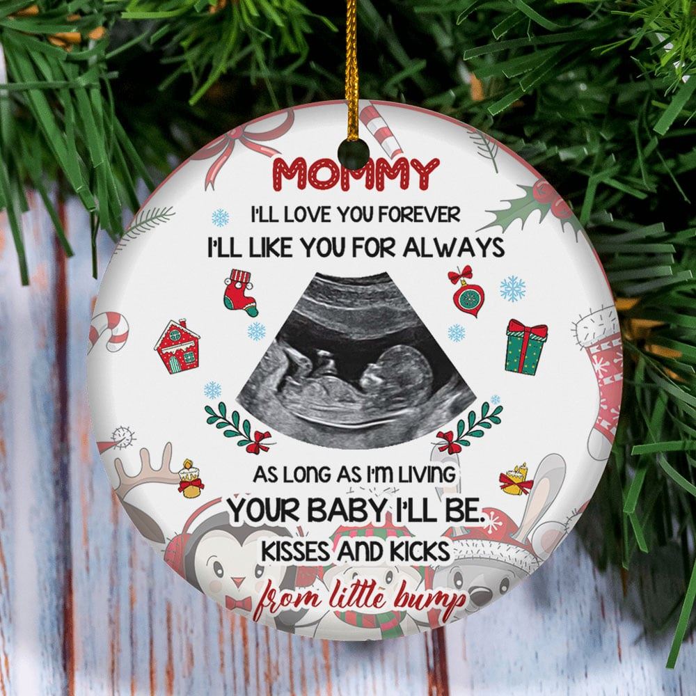 Ill Love You Forever Ill Like You For Always Personalized Sonogram Photo For Mom To Be Ornament