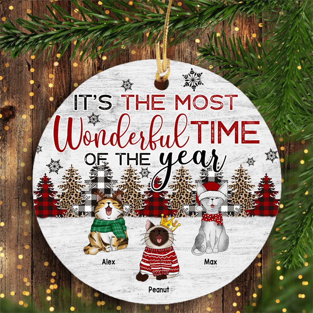 Its The Most Wonderful Time Of The Year Personalized Circle Ornament Christmas Gift For Cat Lovers