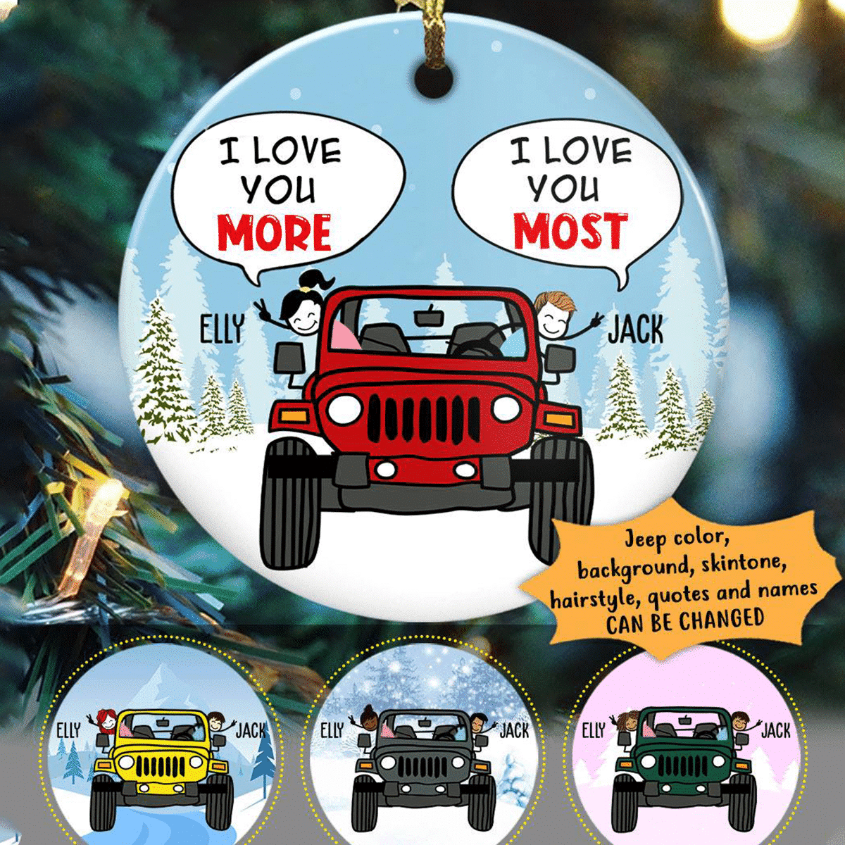 Jeep I Love You More Personalized Circle Ornament