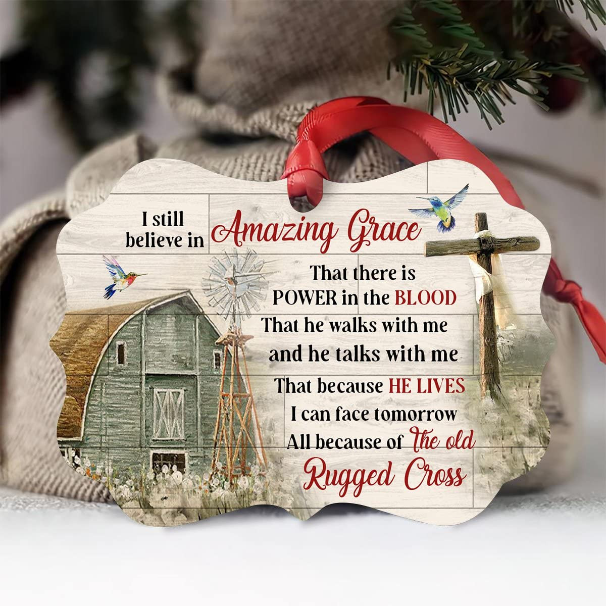 Jesus Sunflower And Cross I Still Believe In Amazing Grace Christian Benelux Ornament Hanging Car Window Dress Up Great Gifts For Christmas Thanksgiving Birthday Christmas Tree Ornament