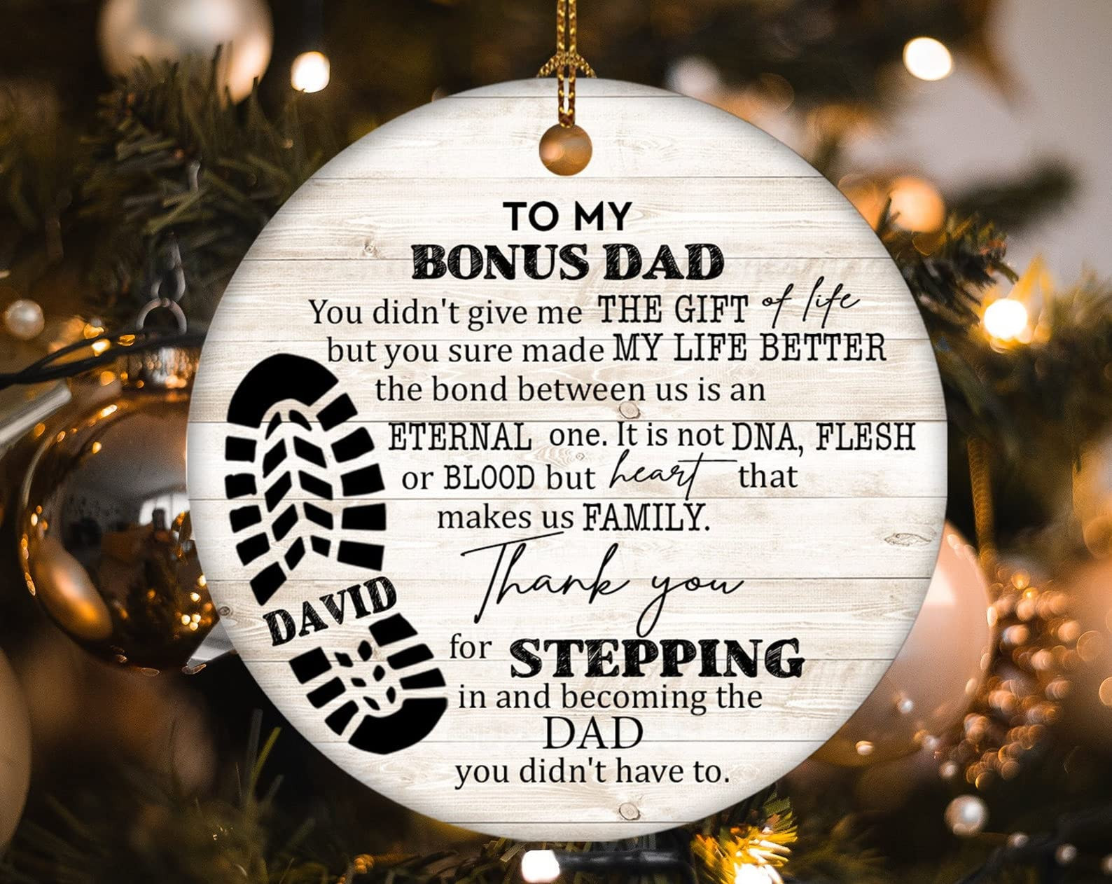 Leegifts Personalized Stepdad Christmas Ornament To My Dad For Great Man Always Beside And Take Care Mommy And Daughter Son And Teach Them To Kind Citizens