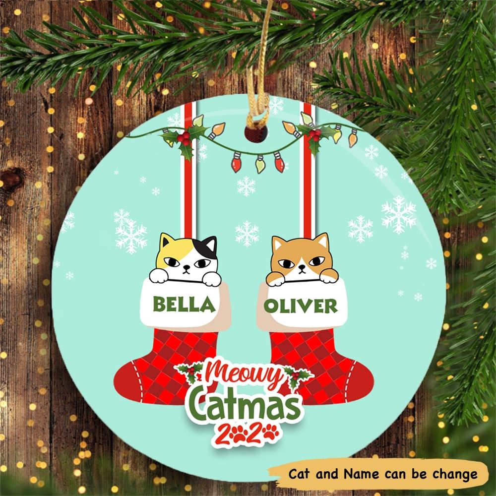 Meowy Catmas Personalized Cat Decorative Christmas Ornament