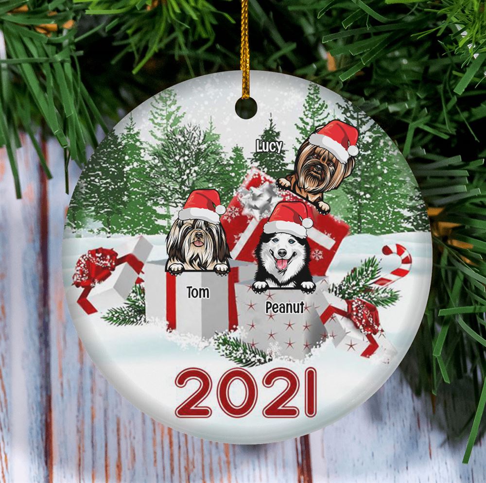 Merry Christmas 2021 Personalized Dog Lovers Decorative Christmas Ornament