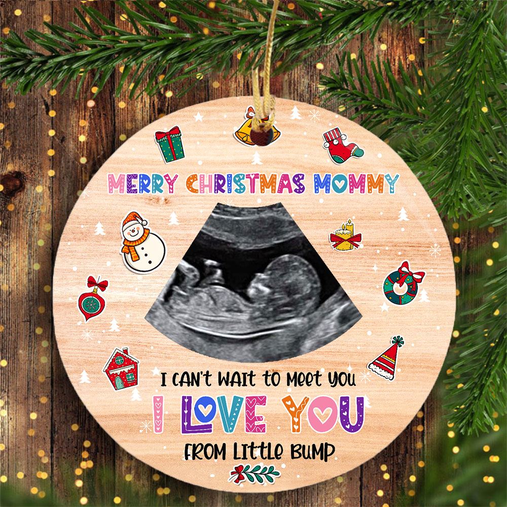 Merry Christmas Cant Wait To Meet You Personalized Sonogram Photo Ornament Gift For Mom To Be