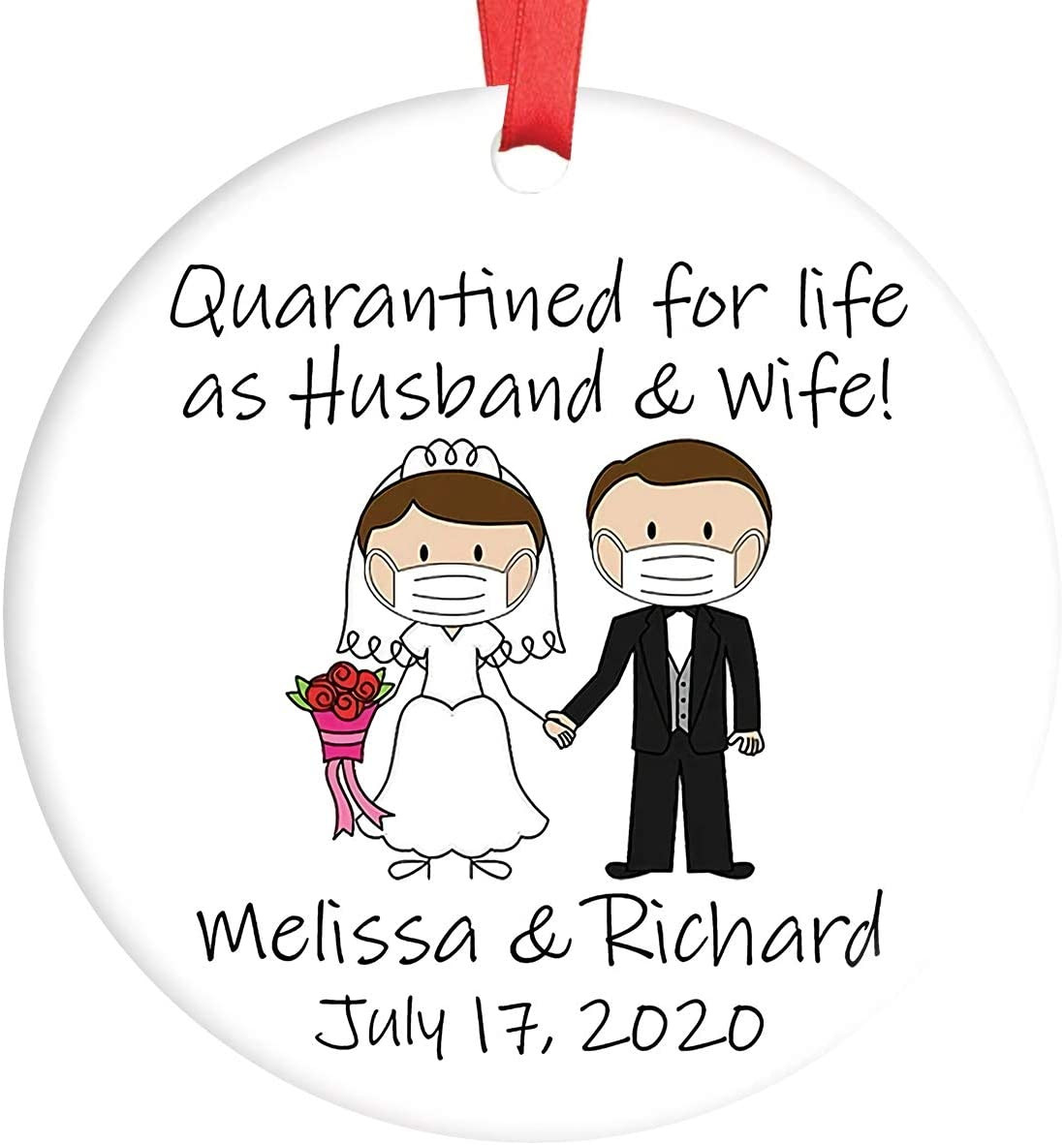 Ornaments Personalized Quarantined For Life As Husband And Wife Pandemic Christmas 2020 New Couple Married Wedding Decoration Customized Name And Year For Married -ghepten-64sucwk