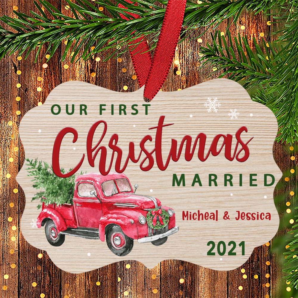 Our First Christmas Married Personalized Medallion Ornament