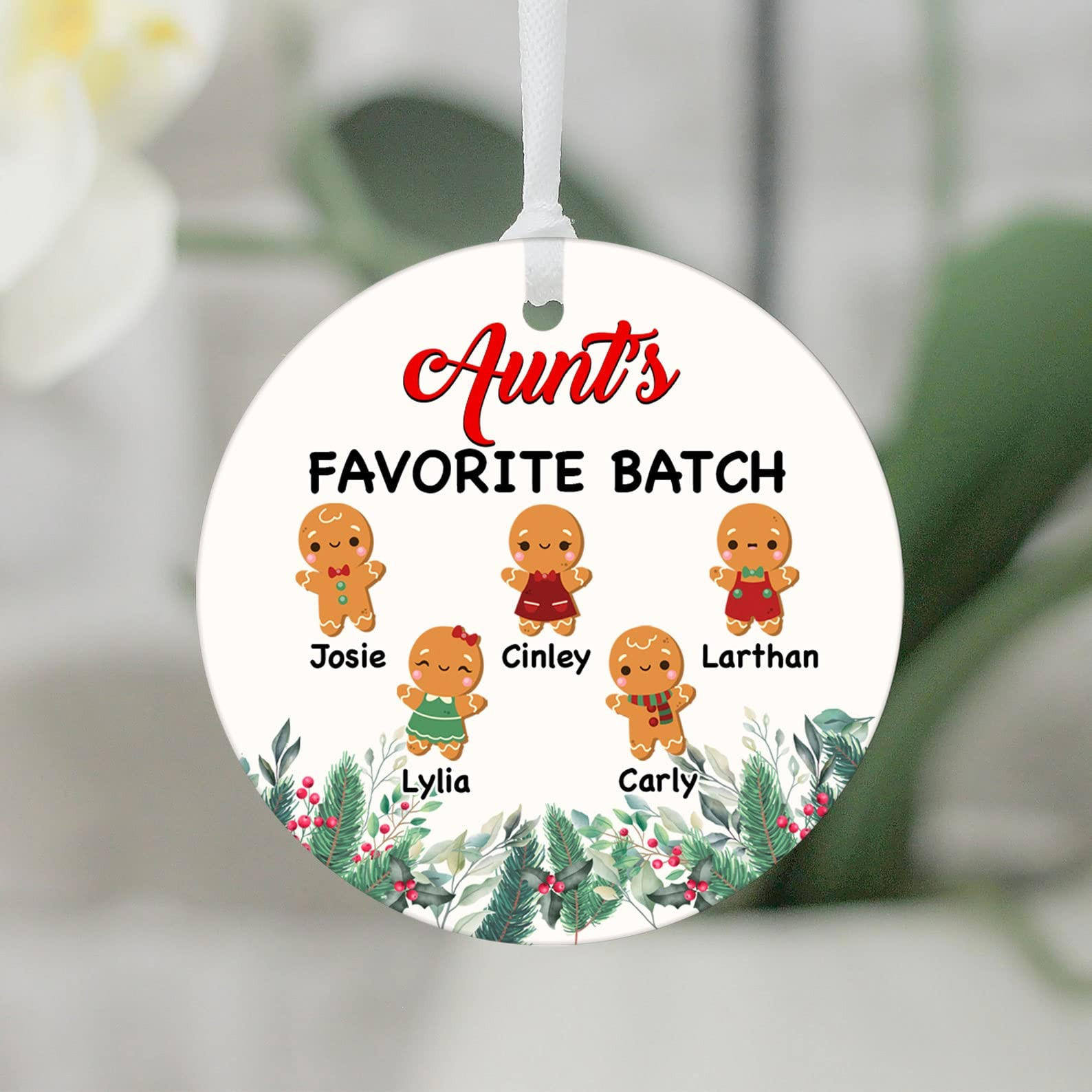Personalized Aunts Little Reindeer Ornament 2021 Custom Nieces Nephews Name Gifts Reindeer Christmas Ornament For Aunt Hanging Decoration Xmas Tree Decoration
