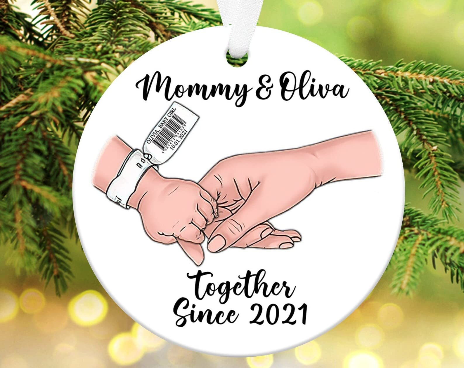 Personalized Baby And Mommy Holding Hand Ornament New Baby New Mommy Ornament Keepsake Baby First Mommy To Be Keepsake Christmas Tree Decorations Hanging Decor