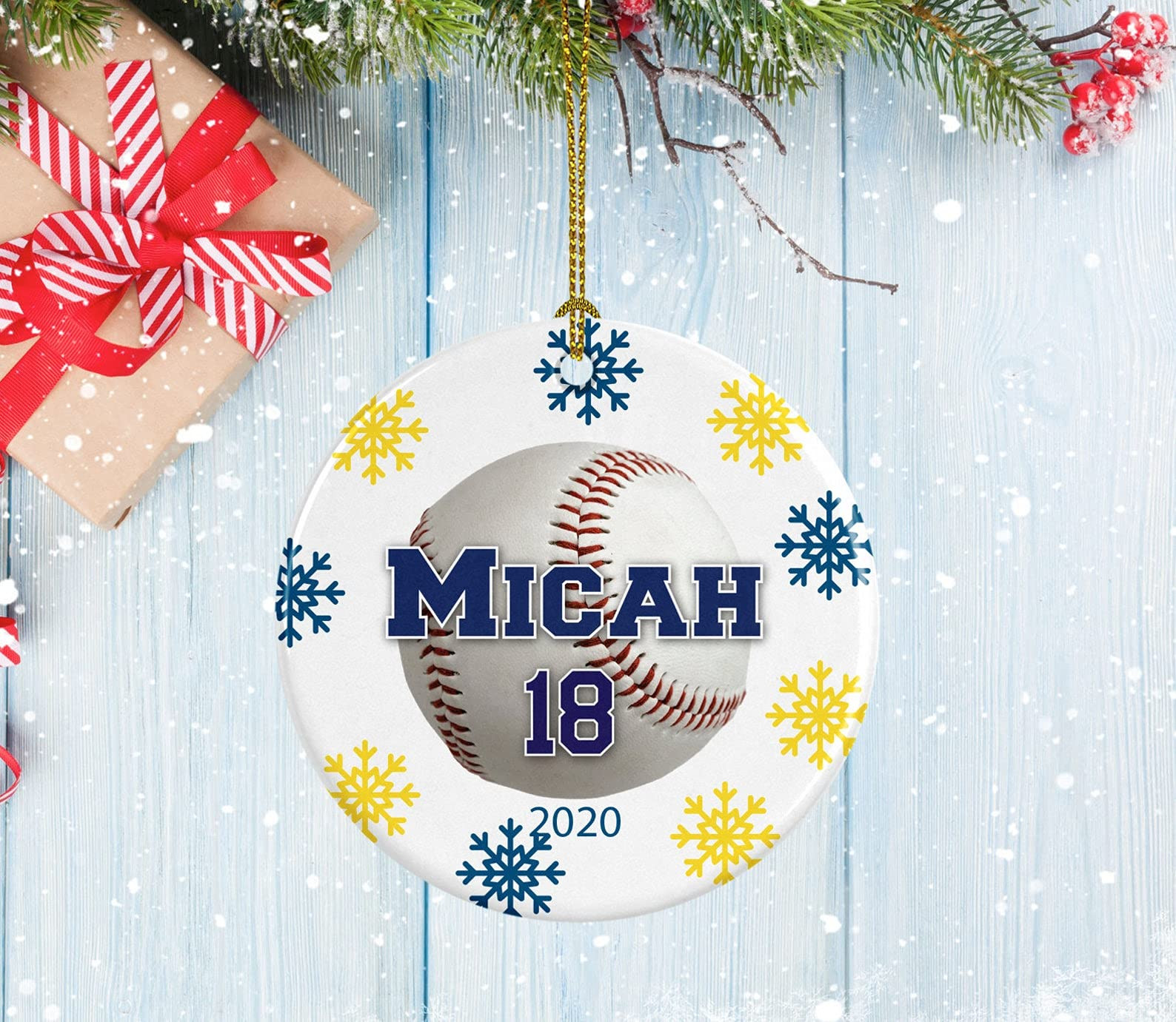 Personalized Baseball Ornament Porcelain Ornament Real Ball Design Gifts For Baseball Teams Christmas Ornament Hanging Decoration Christmas Tree Ornament