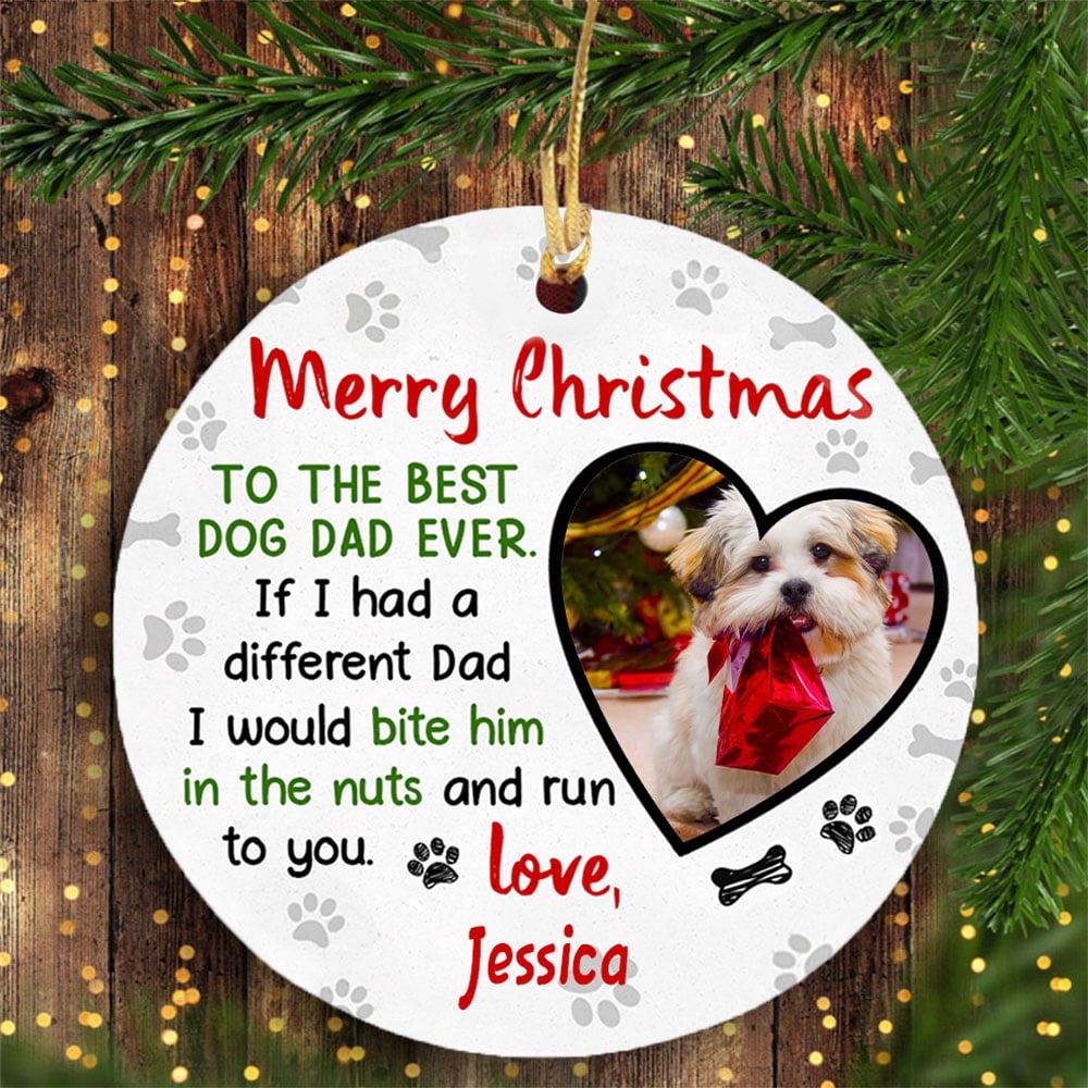 Personalized Best Dog Dad Ever Ornament Christmas Gift For Dog Dad