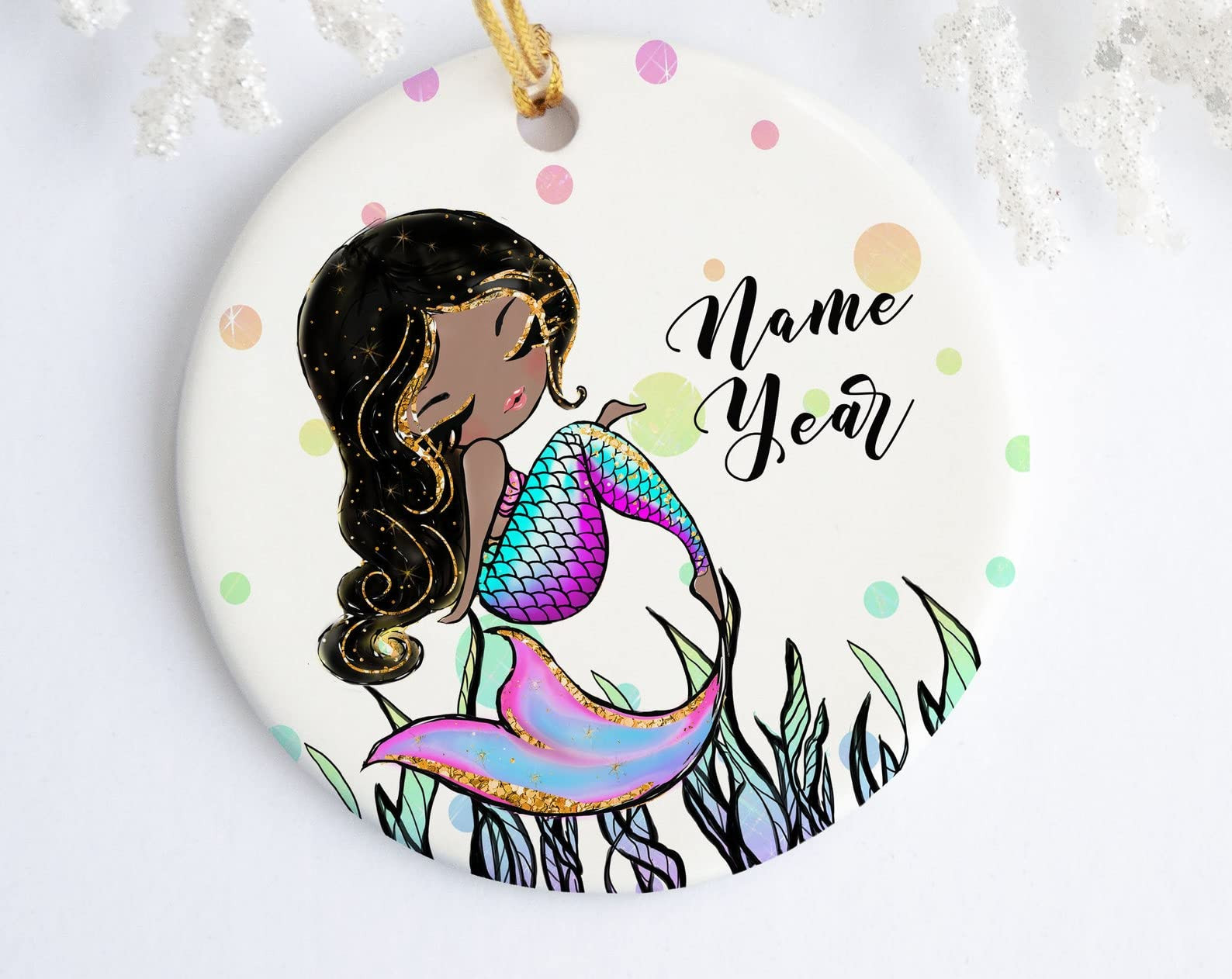 Personalized Bubble Mermaid Ornament Blond Mermaid Brunette Mermaid Black Hair Hanging Car Christmas Ornament Christmas Tree Decoration Hanging Decoration