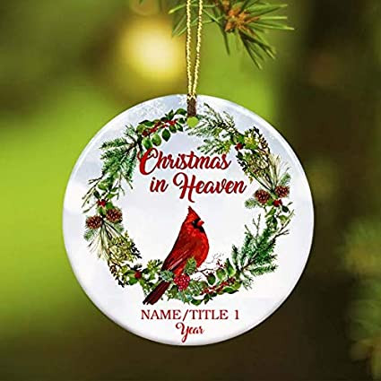 Personalized Cardinal Christmas In Heaven Parents Memorial Ornament Mother Father Grandfather Grandmother Memorial