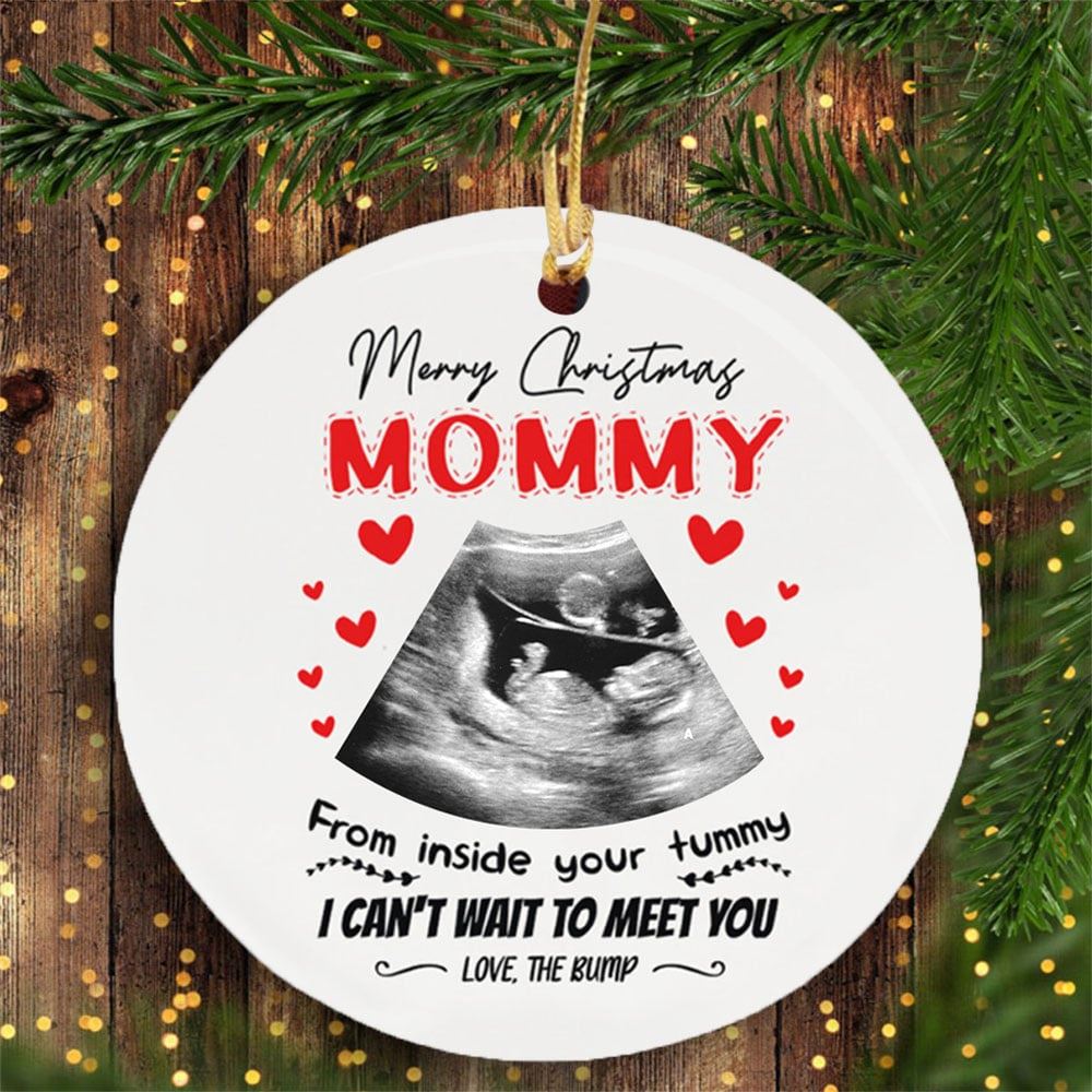 Personalized Christmas Cant Wait To Meet Yo Mommy Ultrasound Sonogram Ornament