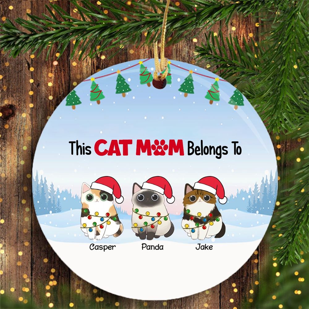 Personalized Christmas Cat Mom Belongs To Circle Ornament Christmas Gift For Cat Lovers