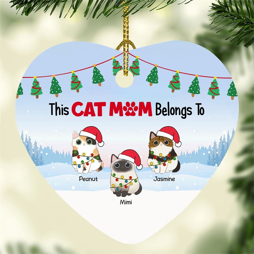 Personalized Christmas Cat Mom Belongs To Heart Ornament Christmas Gift For Cat Lovers