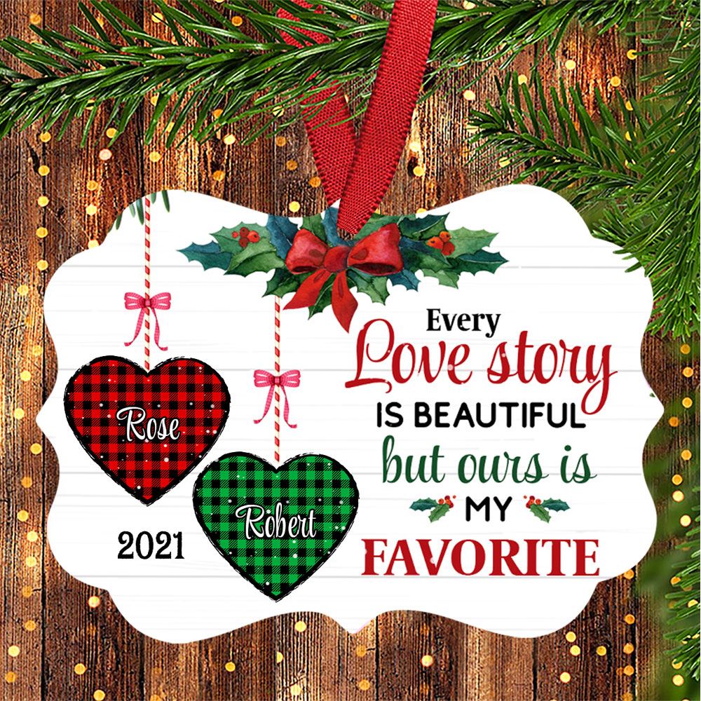 Personalized Christmas Couple Benelux Ornament