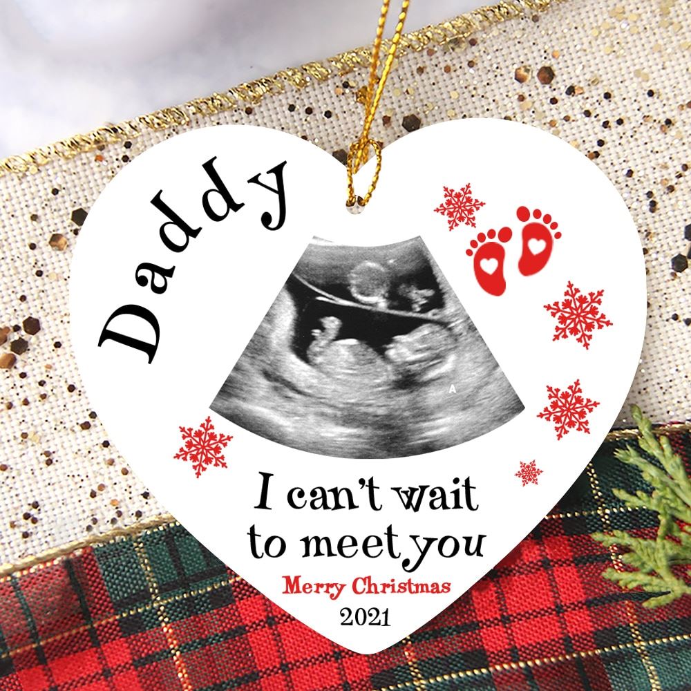 Personalized Christmas Gift For Daddy To Be Cant Wait To Meet You Ornament