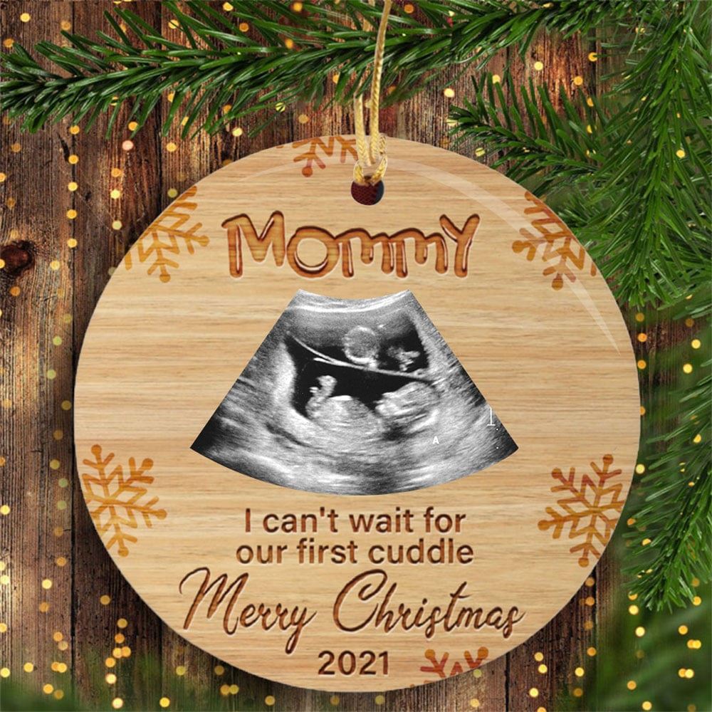 Personalized Christmas Gift For Expecting To Be Mommy First Cuddle Ultrasound Sonogram Ornament