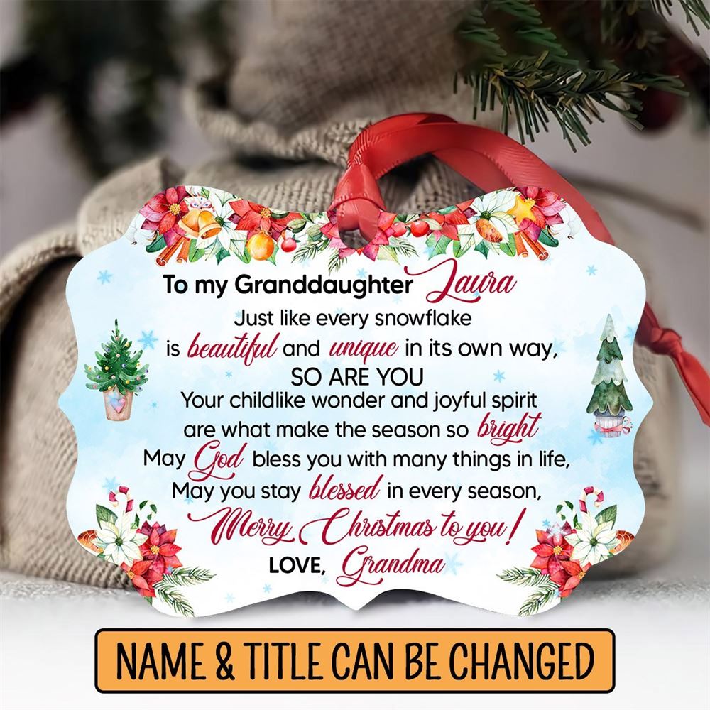 Personalized Christmas Gift For Granddaughter Merry Christmas To You Aluminium Ornament