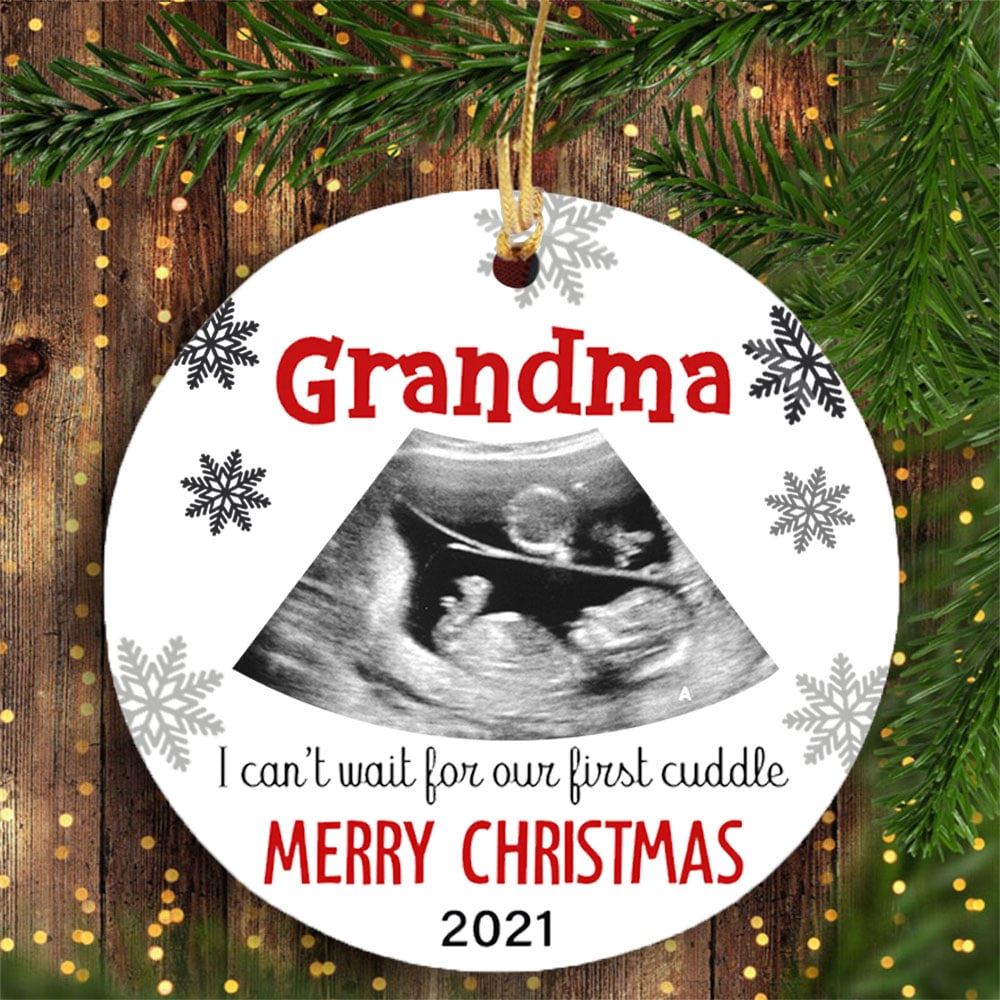 Personalized Christmas Gift For Grandma To Be First Cuddle Ultrasound Sonogram Ornament