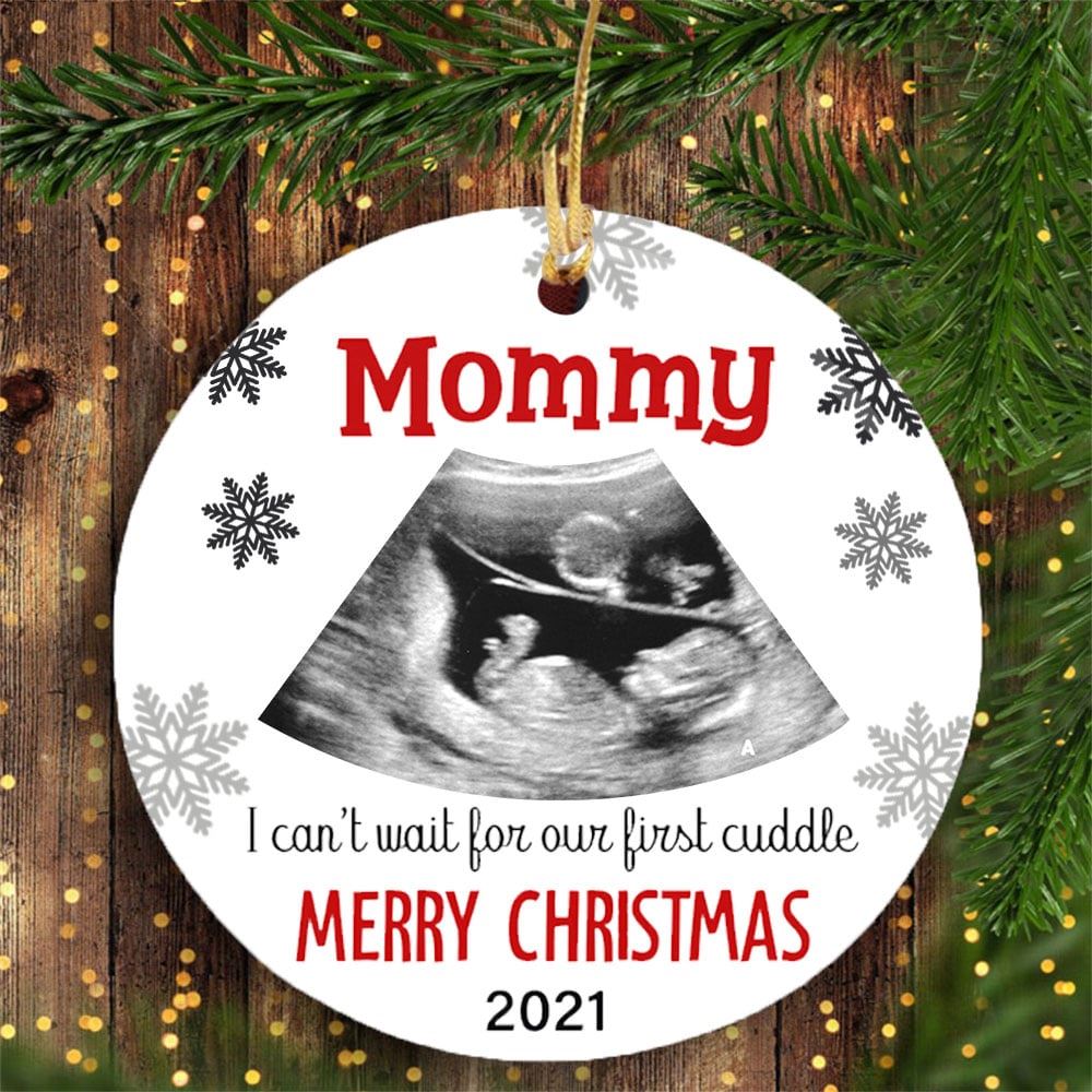Personalized Christmas Gift For Mommy To Be First Cuddle Ultrasound Sonogram Ornament