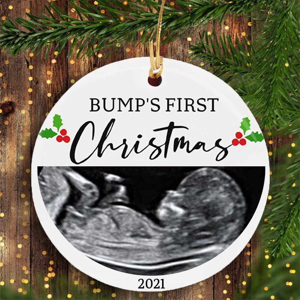Personalized Christmas Gift For New Parents Bumps First Xmas Ornament With Sonogram