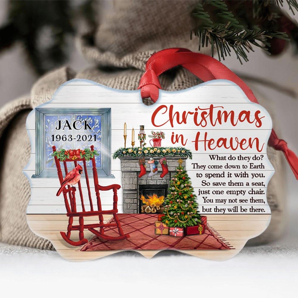 Personalized Christmas In Heaven Aluminium Ornaments Custom Memorial Gifts