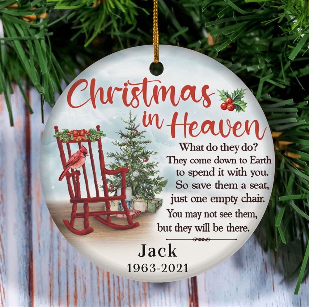 Personalized Christmas In Heaven Ornaments Custom Memorial Gifts