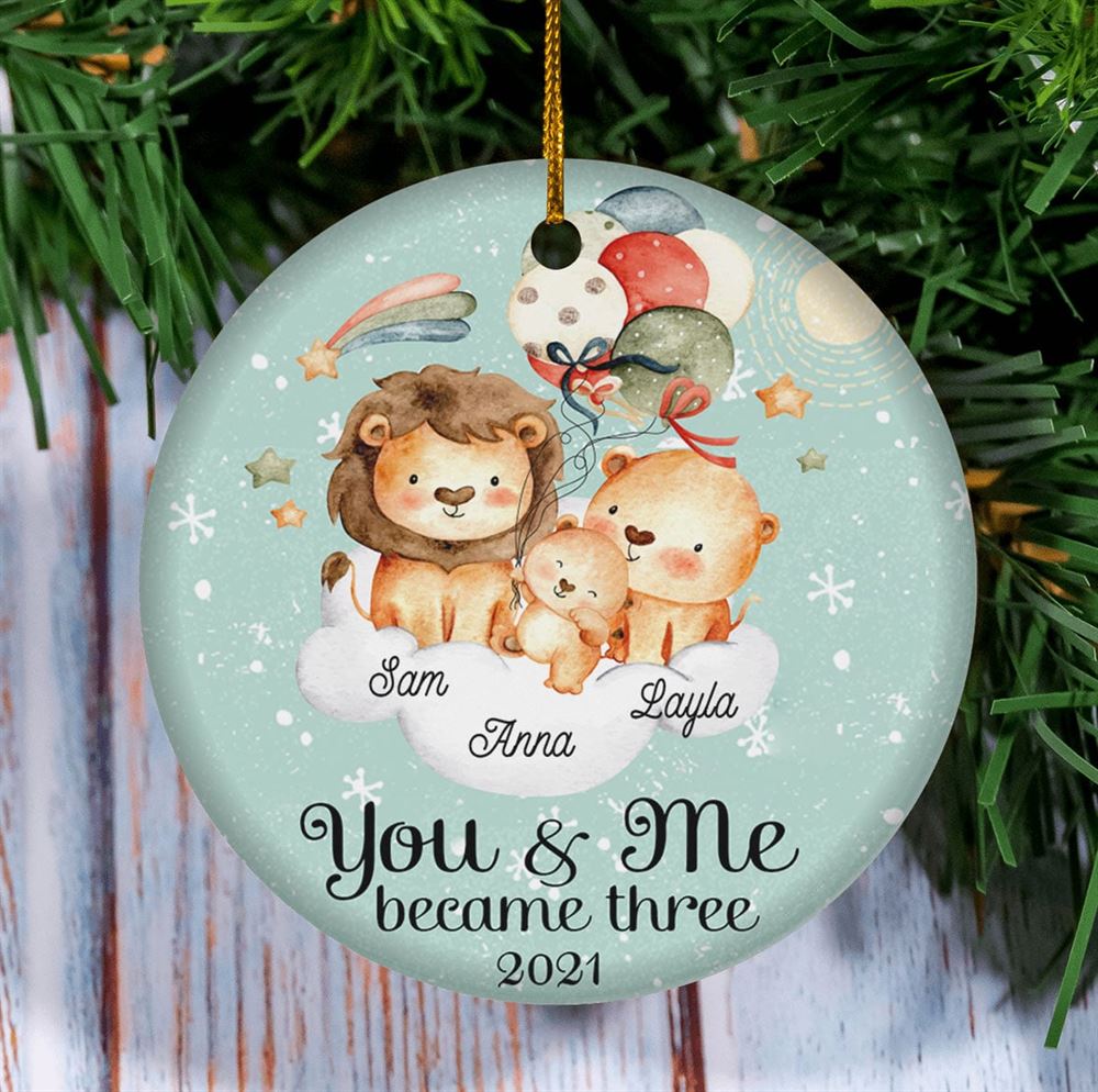 Personalized Christmas Ornament New Baby Gift You And Me Became Three Family Ornament New Mom And Dad Ornament