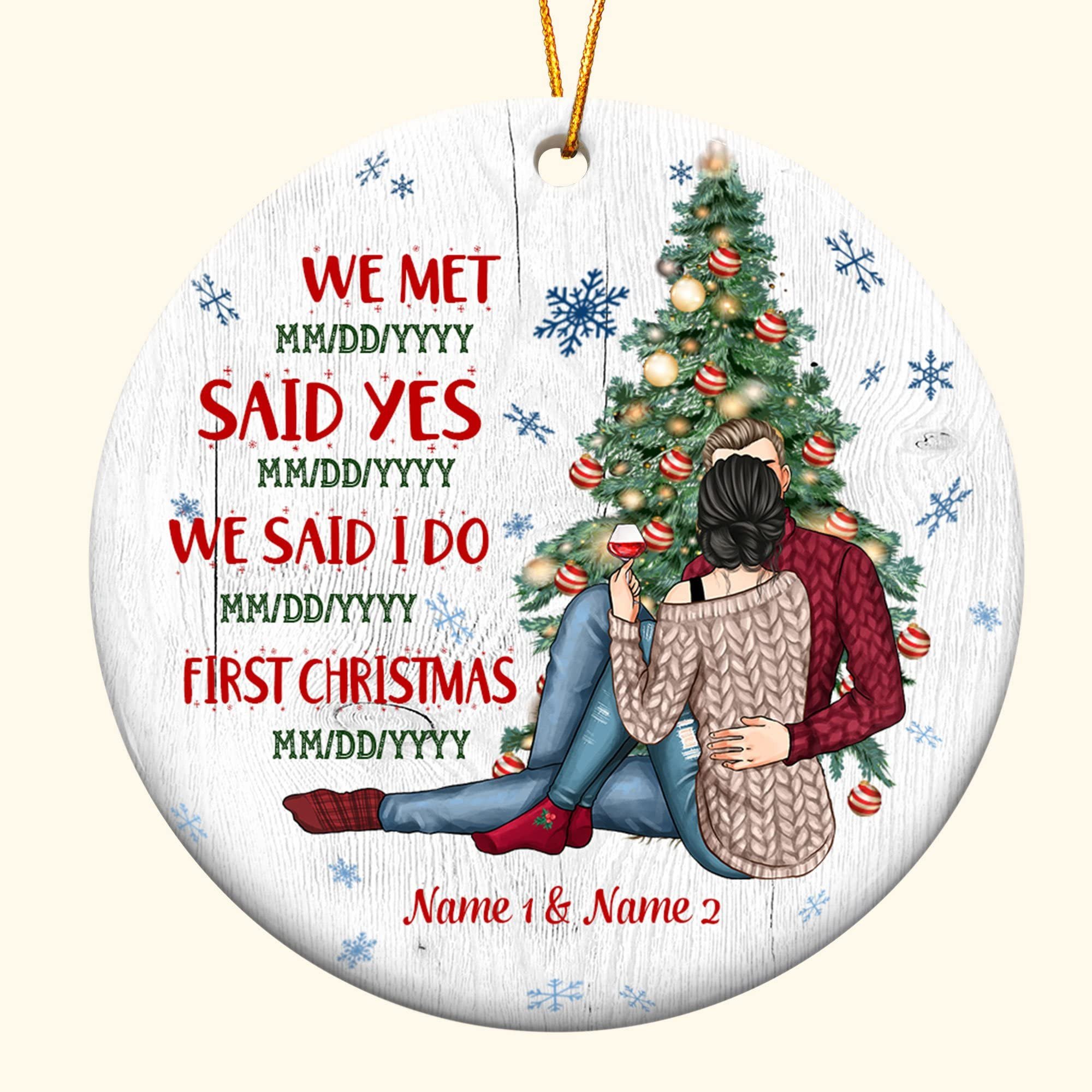 Personalized Christmas Ornaments First Christmas Ornament Keepsake Gifts For Couple Partner Husband And Wife Newlywed Hanging Decoration Christmas Xmas Noel -ghepten-pcl68pr