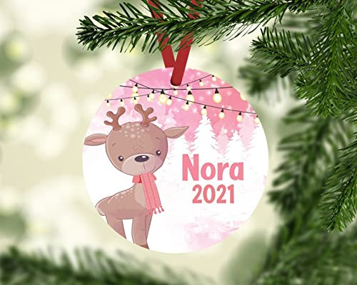 Personalized Christmas Ornaments For Kids Custom Name Kids Christmas Ornament Cute Reindeer Ornament With Multiple Pattern Lovely Gifts For Boy Girl