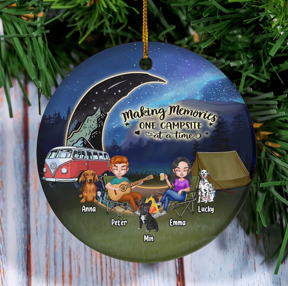 Personalized Custom Camping Moon Ornament Gift Idea For Camping Lover Couple Dog Lover Life Is Better Around The Campfire