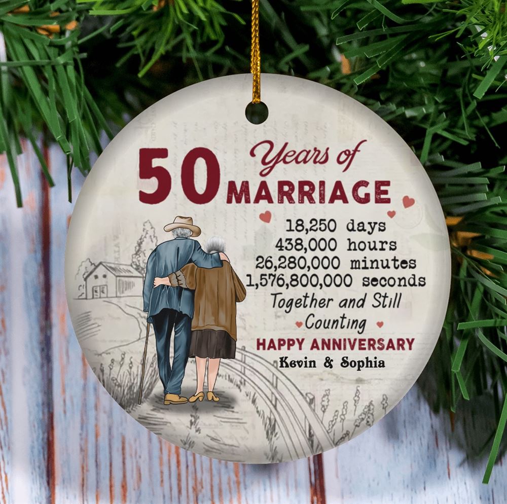 Personalized Custom Couple Anniversary Circle Ornament Christmas Gifts Idea For Wedding Anniversary Home Decor Together And Still Counting