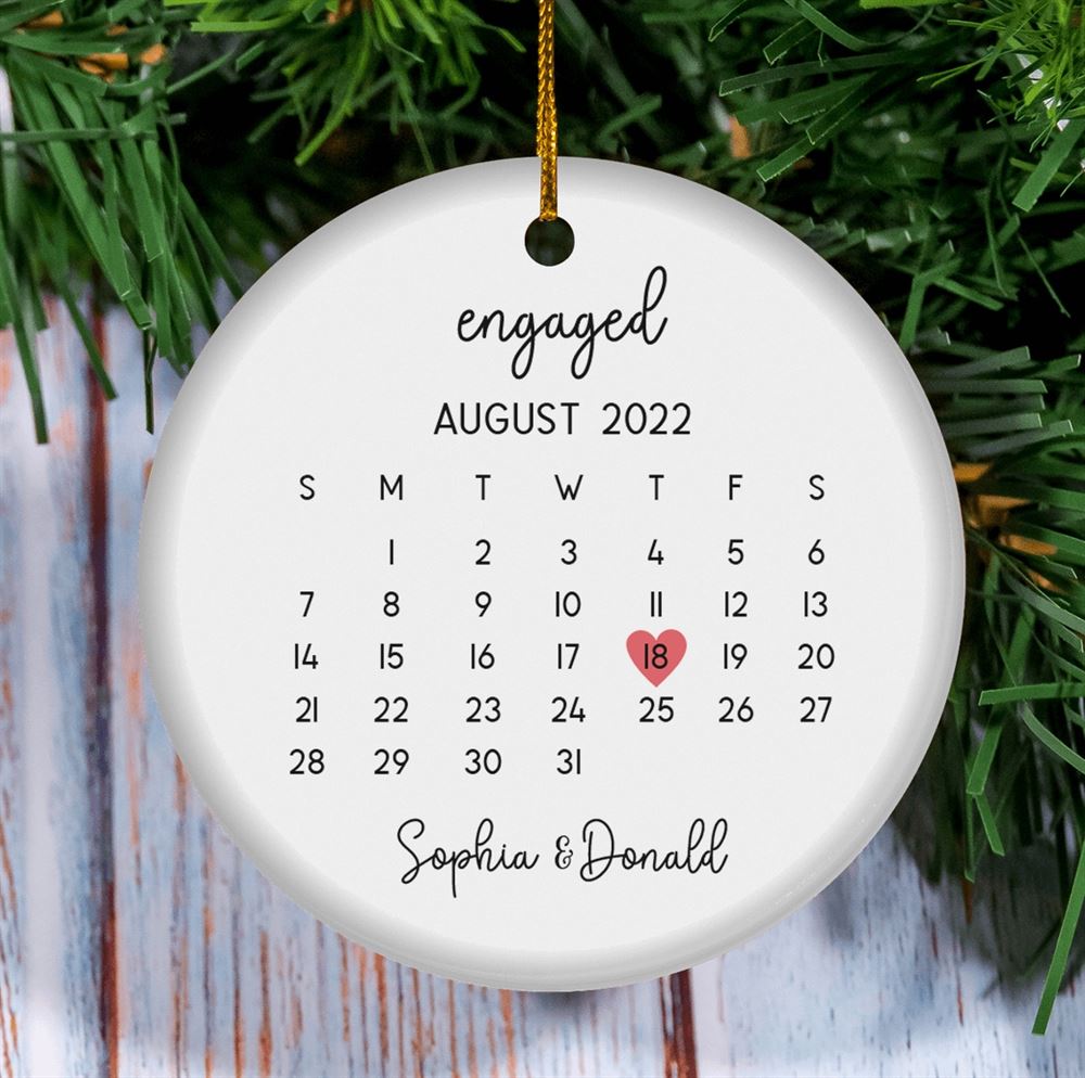 Personalized Custom Engaged Ornament Engagement Gift For Couple Engagement Announcement Couples Ornament