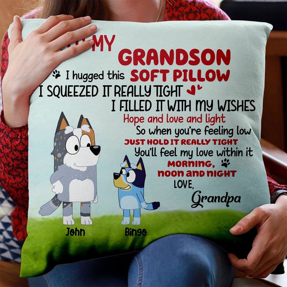 Bluey I Hugged This Soft Pillow Personalized Blueys Family Pillow Gift For Bluey Dad Bluey Mom Bluey Grandma Bluey Granndpa
