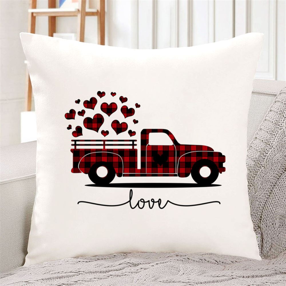 Buffalo Plaid Truck Full Of Hearts Valentines Day