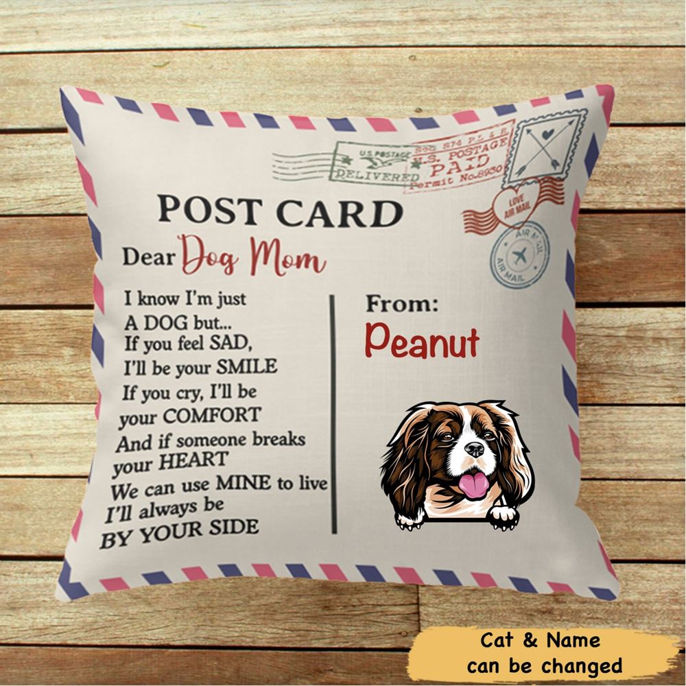 Custom Dear Dog Mom Post Card Personalized Pillow Insert Included
