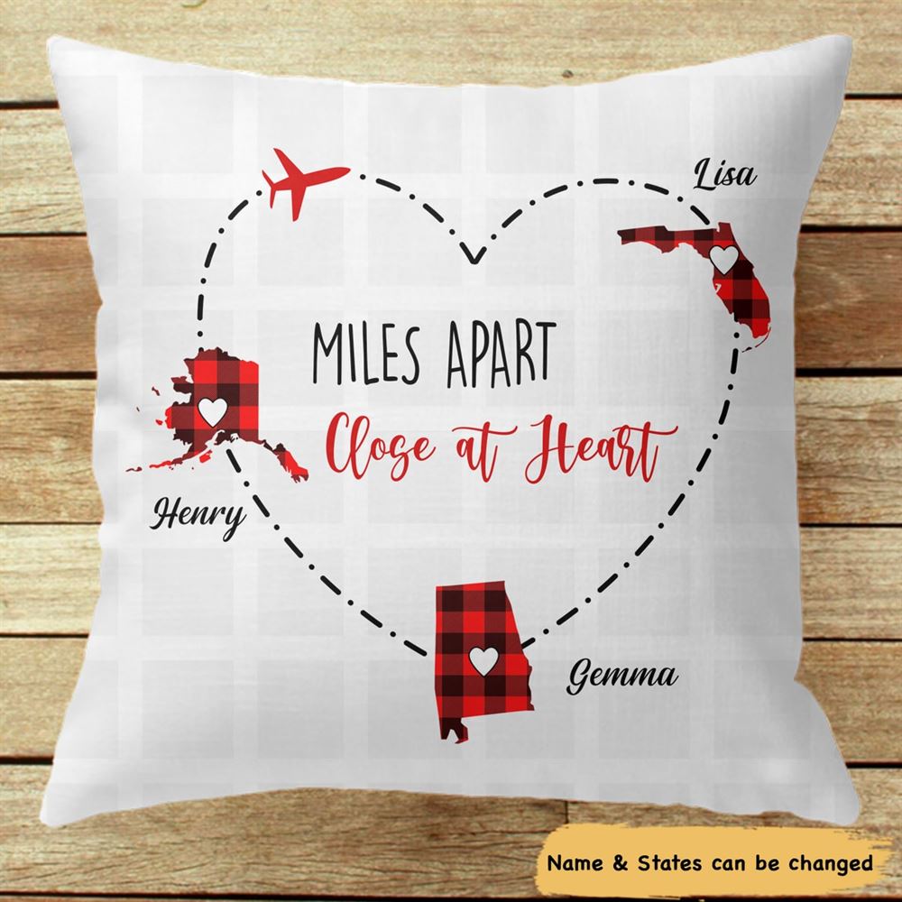 Custom Long Distance Close At Heart Personalized Pillow