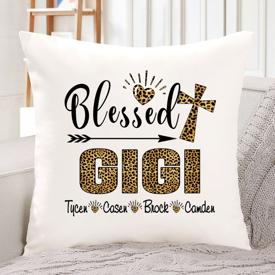 Custom Pillow For Gigi Blessed Grandma Gigi Leopard Skin Pillow Mothers Day Pillow Gift
