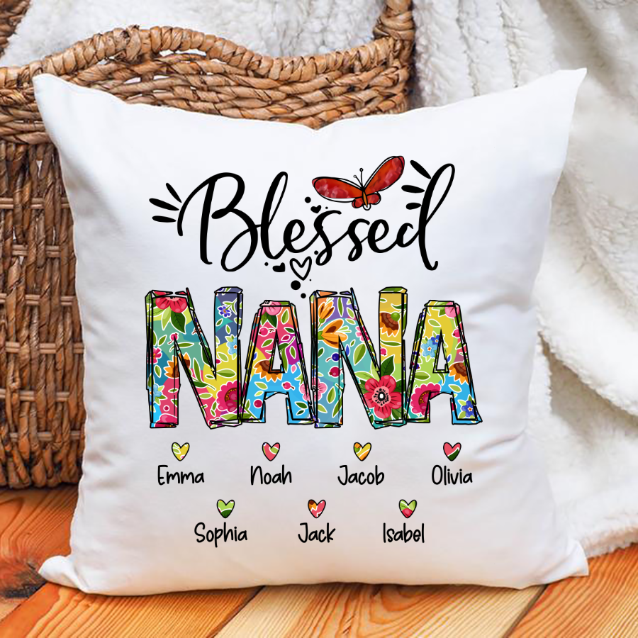 Customized Pillow For Grandma Blessed Nana Pillow Gift To Grandma Indoor Pillow Pillow Mothers Day